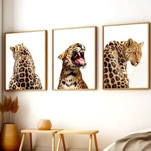 Leopard Triptych Canvas Print Set Wall Art